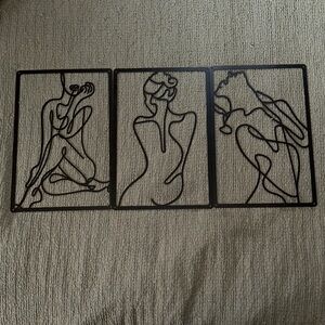 Black Metal Line Art Wall Decor